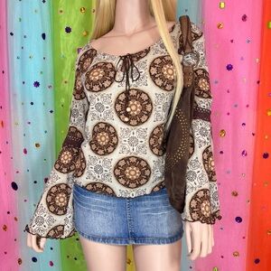 Vintage Hillard & Hanson Boho Hippie Mandala Print Style Long-Sleeve
